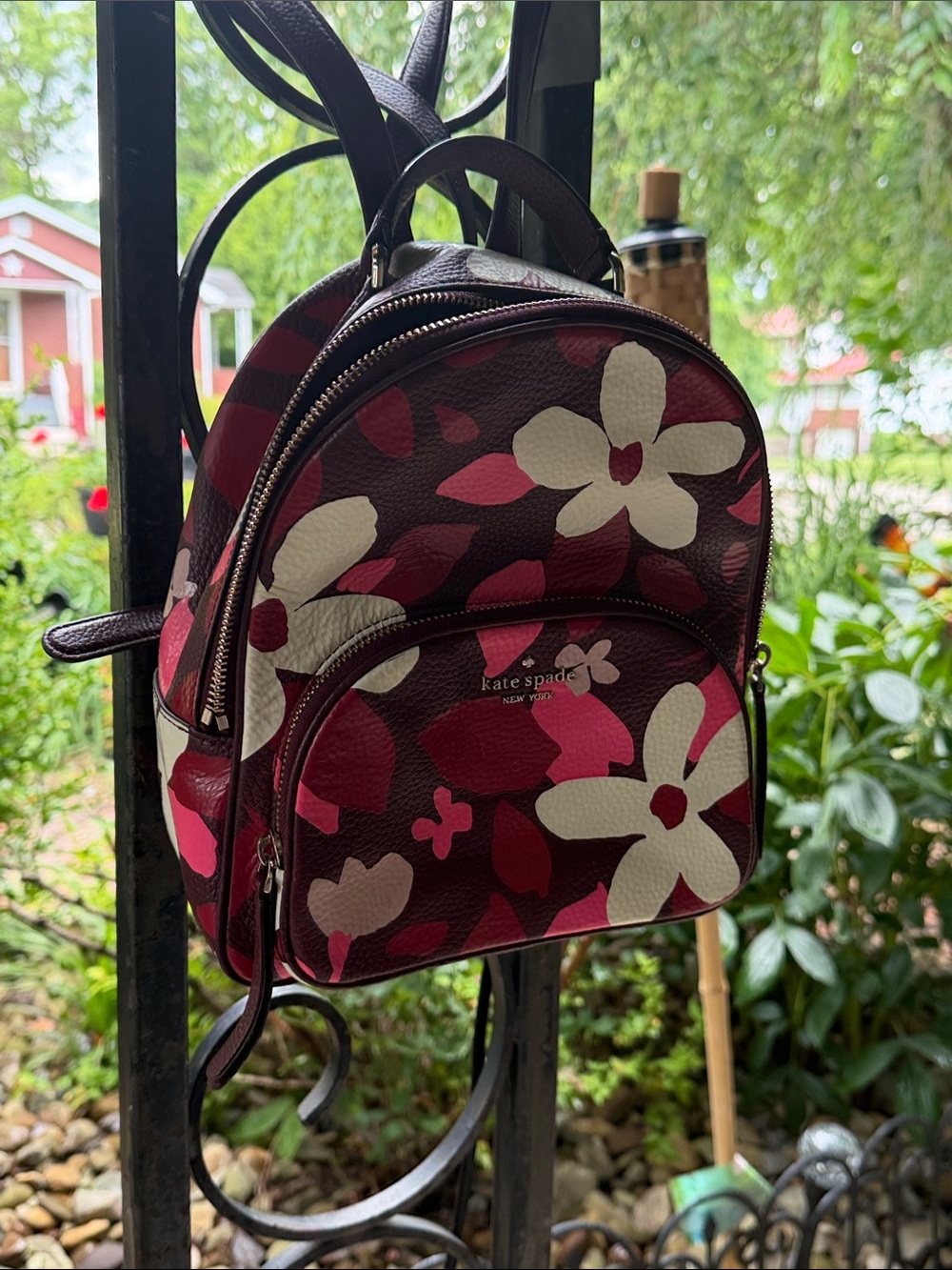 kate spade Floral Mini Backpack in Burgundy, Pink & Cream